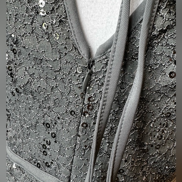 Silver, sequined, sleeveless dress with tie back - Picture 6 of 14